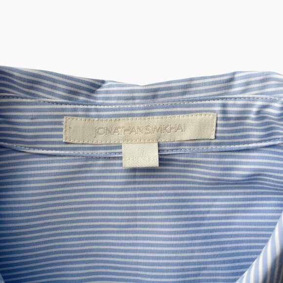 Jonathan Simkhai Striped Belted Shirt Dress Blue White Long Sleeve - Picture 6 of 8